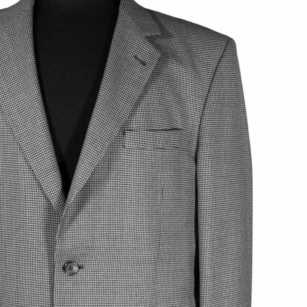 Jos. A. Bank Mens Blazer Gray Black Check Wool Lined Suit Jacket Sport Coat 40R